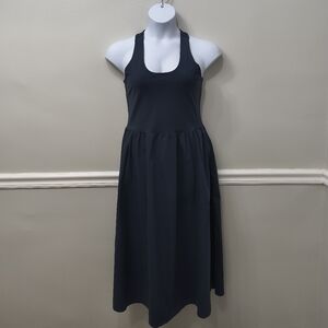 Sweaty Betty Explorer Ribbed Midi Dress Navy Blue Racerback Size 10 Athleisure